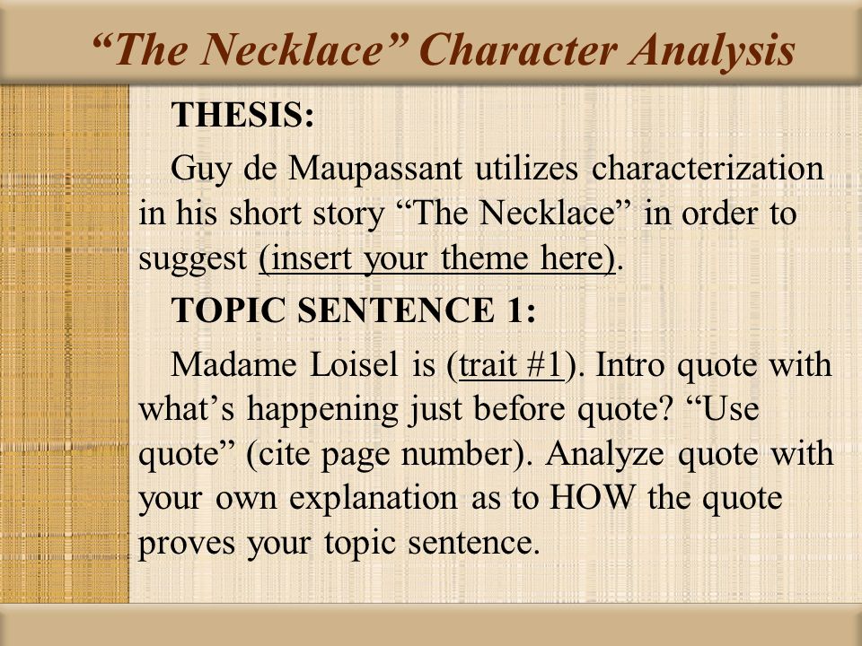 the necklace essay outline